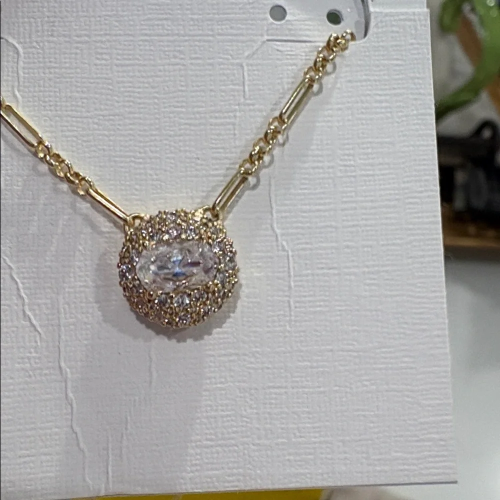 Kendra Scott Gold Necklace with Sparkling CZ diamond Center stone. - Picture 2 of 6